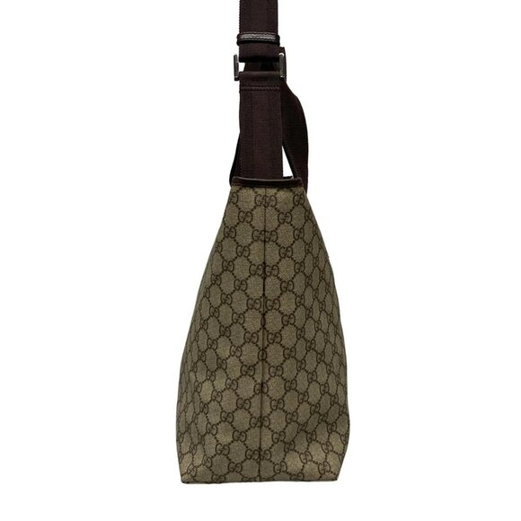 Auth GUCCI GG Supreme 181082 Beige Dark Brown PVC Leather - Shoulder Bag - Picture 4 of 16